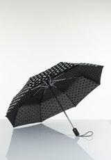 Lasessorrain-Täysautomaattinen kokoontaitettava sateenvarjo - 8772-Musta valkoisilla sydämillä-Sivusta