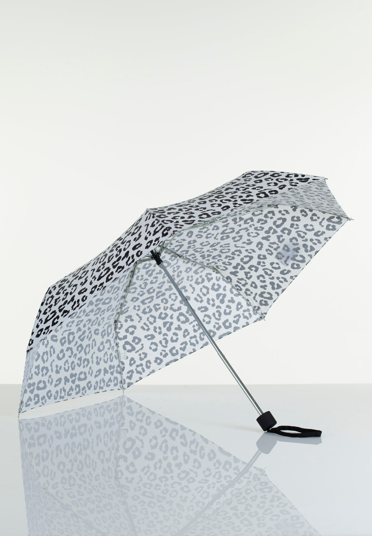 Lasessorrain-Edullinen kokoontaitettava sateenvarjo - 8790-Valkoinen pantterikuosi-Sivusta