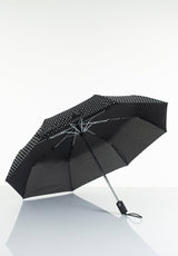 Lasessorrain-Täysautomaattinen kokoontaitettava sateenvarjo - 8772-Musta valkoisilla palloilla-Sivusta