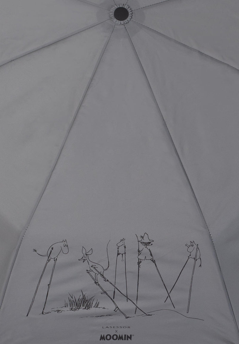 Täysautomaattinen kokoontaitettava sateenvarjo täysin heijastava Muumi Tikapuut harmaa 4E