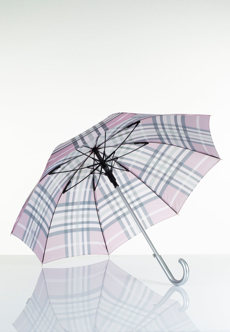 Lasessorrain-Automaattinen pitkä sateenvarjo - 8774-Rosa ruutukuosi-Sivusta