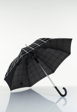 Lasessorrain-Automaattinen pitkä sateenvarjo - 8774-Neopreenipinnoitettu liukumaton musta valkoisella ruudukolla-Sivusta