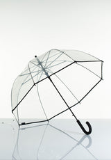 Lasessorrain-Läpinäkyvä sateenvarjo-8883 "birdcage" läpinäkyvä mustalla reunalla-Sivusta