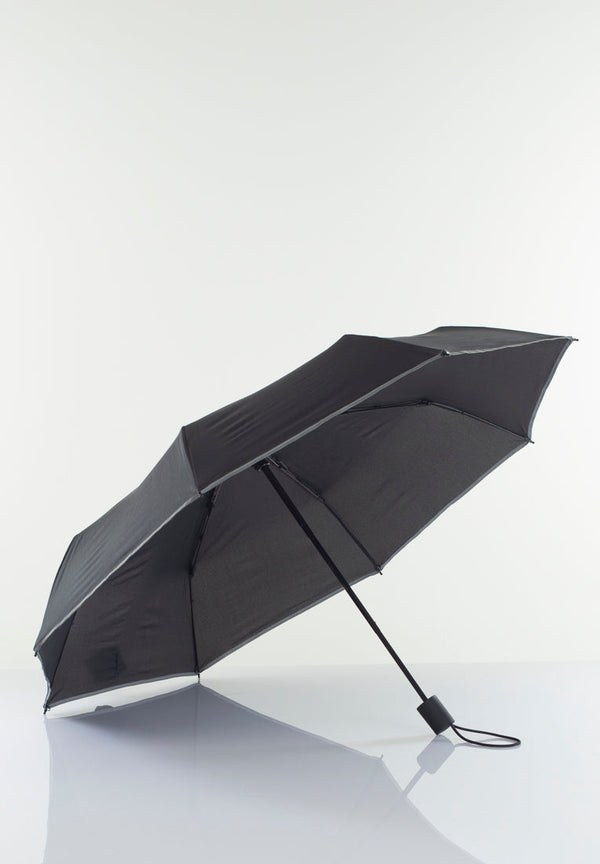 Lasessorrain-Kestävä kokoontaitettava sateenvarjo heijastavalla reunalla - 8775R-Musta-Sivusta