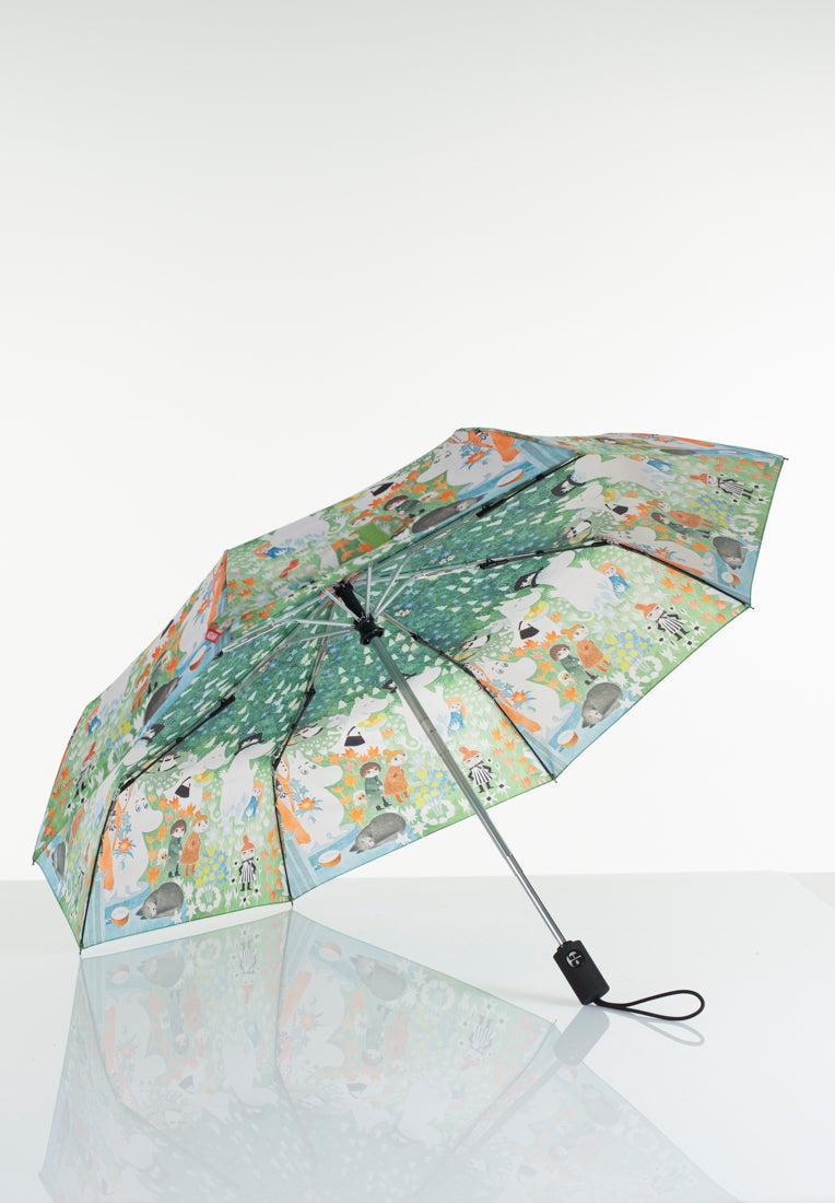 Lasessorrain-Täysautomaattinen kokoontaitettava sateenvarjo - 8772-Vihreä Muumi vaarallinen matka-Sivusta